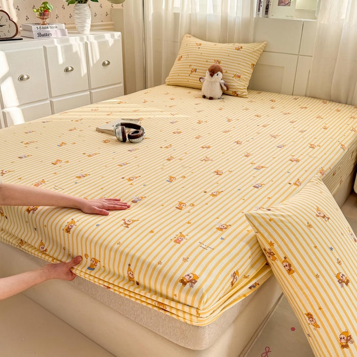 91家纺网 家纺一手货源 找家纺 仟网汇 2026新款A类古法水洗棉云感纱单床笠床笠单件 星星仔