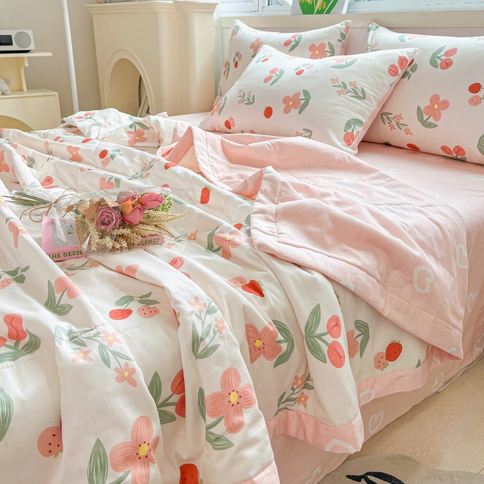 91家纺网 家纺一手货源 找家纺 格子铺 2026新款全棉纯棉印花棉花夏被夏凉被空调被 胭脂