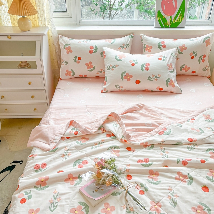 91家纺网 家纺一手货源 找家纺 格子铺 2026新款全棉纯棉印花棉花夏被夏凉被空调被 胭脂