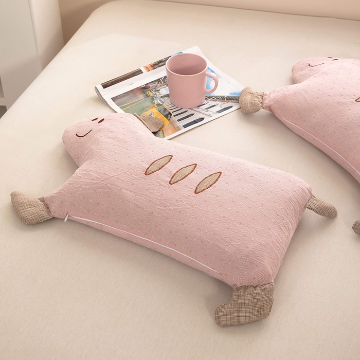 91家纺网 家纺一手货源 找家纺 （总）梦莱家纺 2026新款呼呼猪水洗棉麻荞麦枕