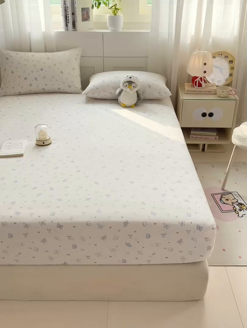 91家纺网 家纺一手货源 找家纺 仟网汇 2026新款A类古法水洗棉云感纱单床笠床笠单件 逐梦