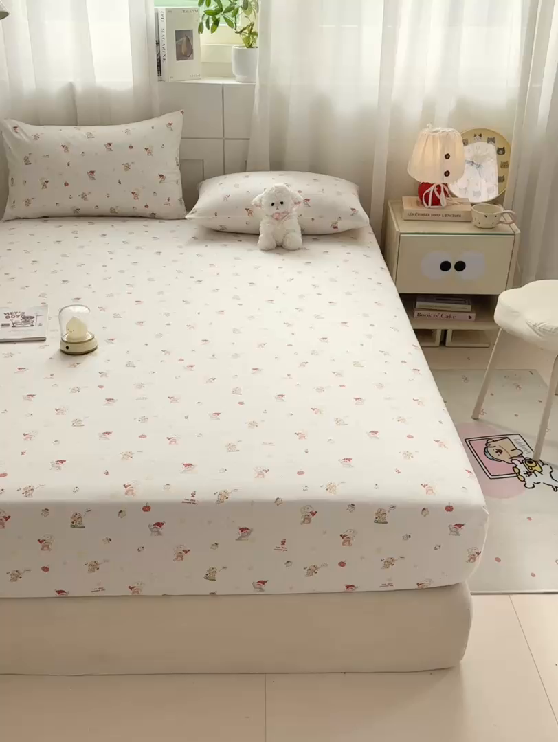 91家纺网 家纺一手货源 找家纺 仟网汇 2026新款A类古法水洗棉云感纱单床笠床笠单件 圣诞夜