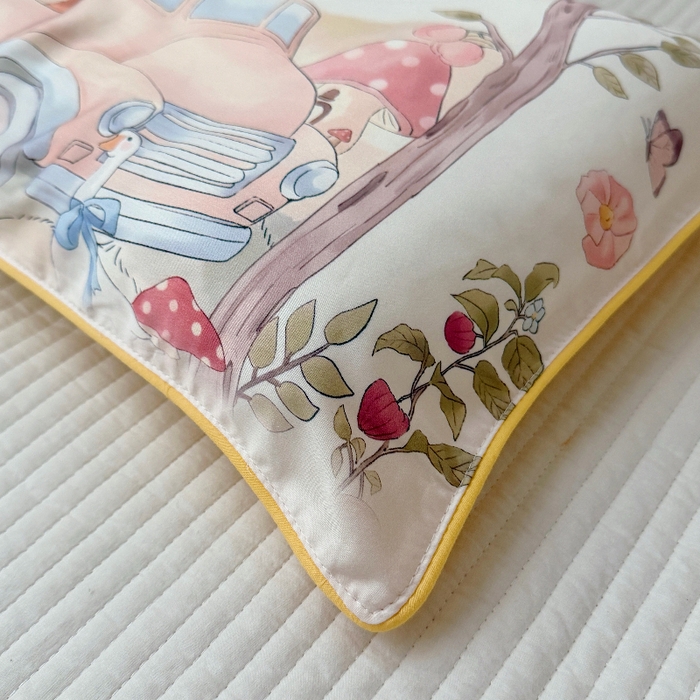 91家纺网 家纺一手货源 找家纺 萌宝家纺 2026新款A类60S全棉纯棉儿童枕套大版宝宝枕头枕芯 汽车旅行