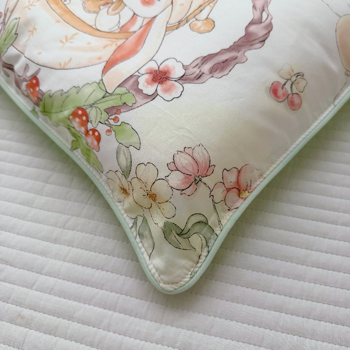 91家纺网 家纺一手货源 找家纺 萌宝家纺 2026新款A类60S全棉纯棉儿童枕套大版宝宝枕头枕芯 摇篮兔子