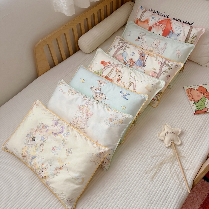 91家纺网 家纺一手货源 找家纺 萌宝家纺 2026新款A类60S全棉纯棉儿童枕套大版宝宝枕头枕芯 组合图仅供展示不可下单