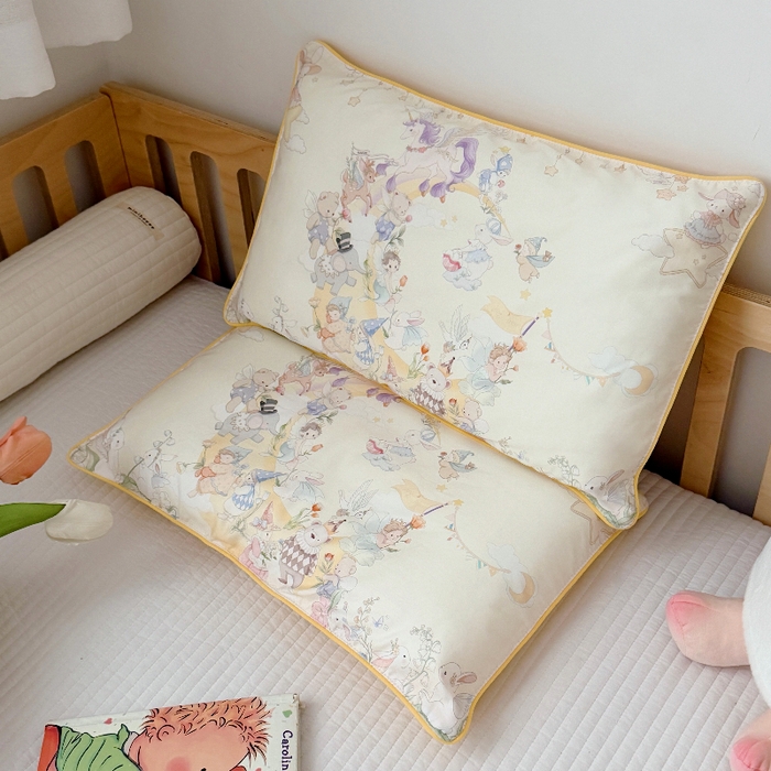 萌宝家纺 2026新款A类60S全棉纯棉儿童枕套大版宝宝枕头枕芯 云月绮梦
