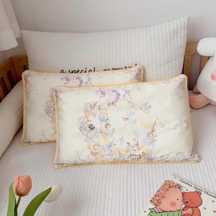 91家纺网 家纺一手货源 找家纺 萌宝家纺 2026新款A类60S全棉纯棉儿童枕套大版宝宝枕头枕芯 云月绮梦