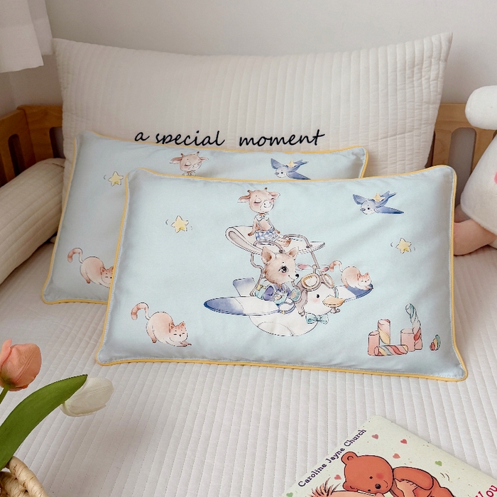 91家纺网 家纺一手货源 找家纺 萌宝家纺 2026新款A类60S全棉纯棉儿童枕套大版宝宝枕头枕芯 游乐园