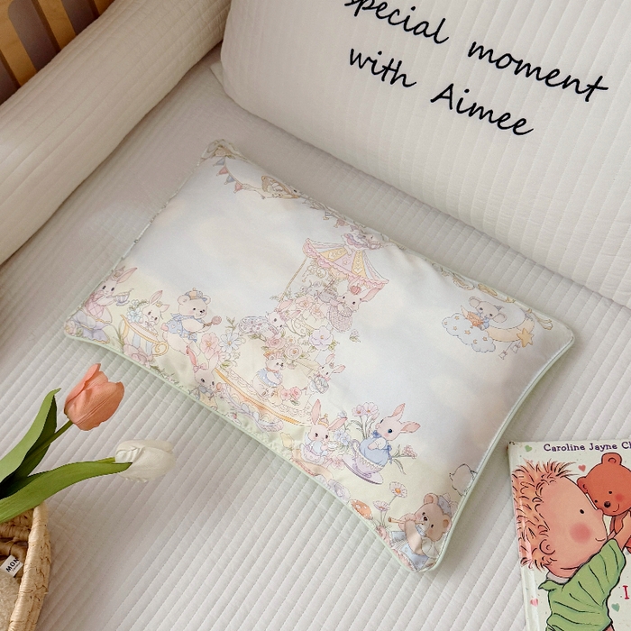 91家纺网 家纺一手货源 找家纺 萌宝家纺 2026新款A类60S全棉纯棉儿童枕套大版宝宝枕头枕芯 甜梦蛋糕