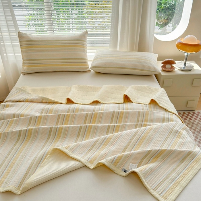 91家纺网 家纺一手货源 找家纺 （总）梦精灵家纺 2026新款全棉床盖单件色织水洗棉绗缝夹棉床单 四季通用榻米防滑学生宿舍单人被套枕套