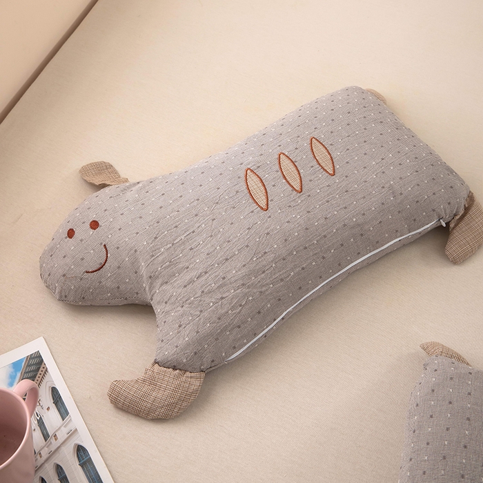 91家纺网 家纺一手货源 找家纺 梦莱家纺 2026新款呼呼猪水洗棉麻荞麦枕 呼呼猪-灰