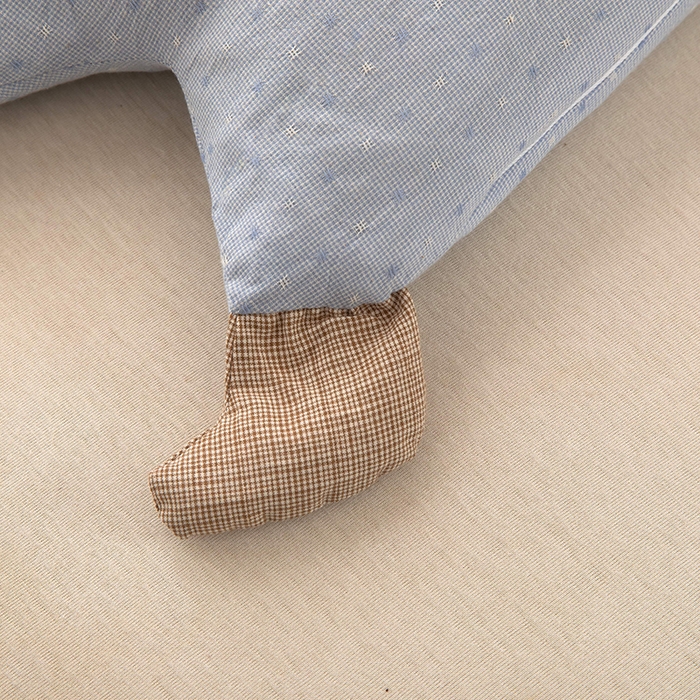 91家纺网 家纺一手货源 找家纺 梦莱家纺 2026新款呼呼猪水洗棉麻荞麦枕 呼呼猪-蓝