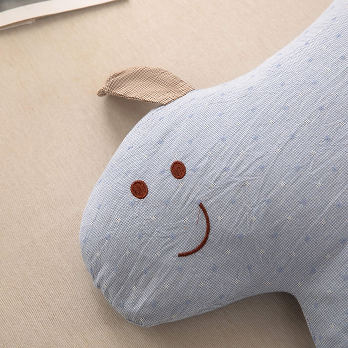 91家纺网 家纺一手货源 找家纺 梦莱家纺 2026新款呼呼猪水洗棉麻荞麦枕 呼呼猪-蓝