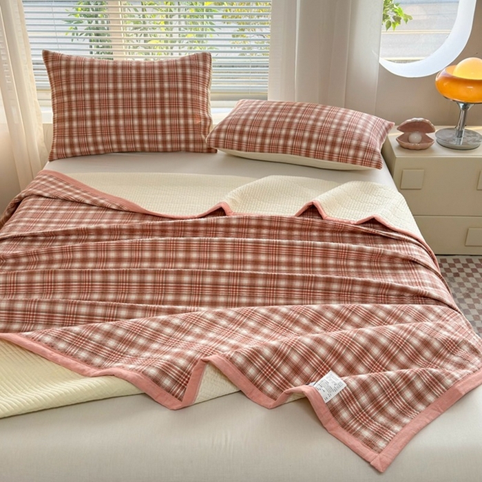 91家纺网 家纺一手货源 找家纺 （总）梦精灵家纺 2026新款全棉床盖单件色织水洗棉绗缝夹棉床单 四季通用榻米防滑学生宿舍单人被套枕套