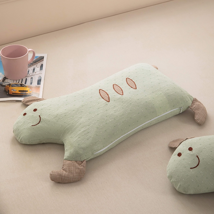 91家纺网 家纺一手货源 找家纺 梦莱家纺 2026新款呼呼猪水洗棉麻荞麦枕 呼呼猪-绿