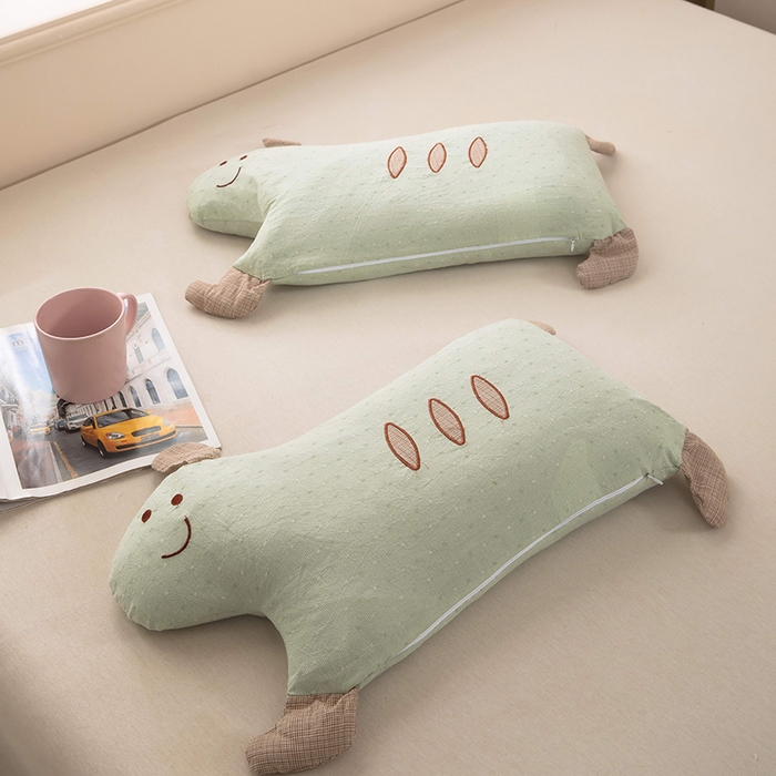 91家纺网 家纺一手货源 找家纺 梦莱家纺 2026新款呼呼猪水洗棉麻荞麦枕 呼呼猪-绿