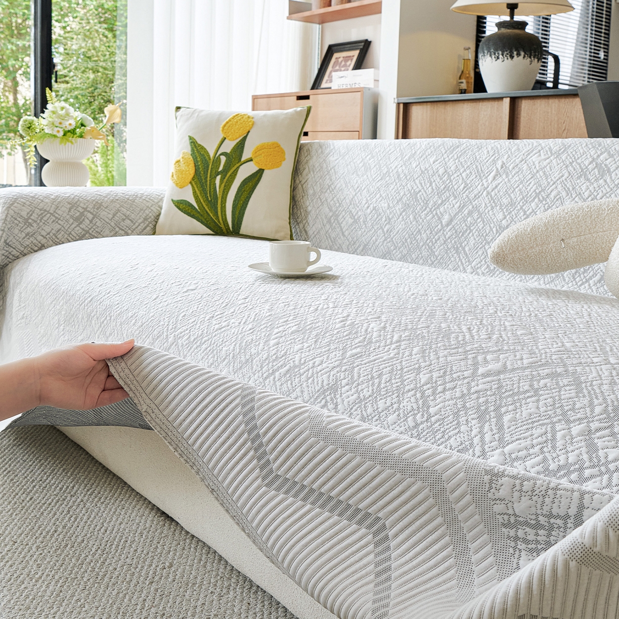 91家纺网 家纺一手货源 找家纺 （总）卡初家居（原微来） 2026新款PE凉感冰丝沙发盖毯沙发巾系列