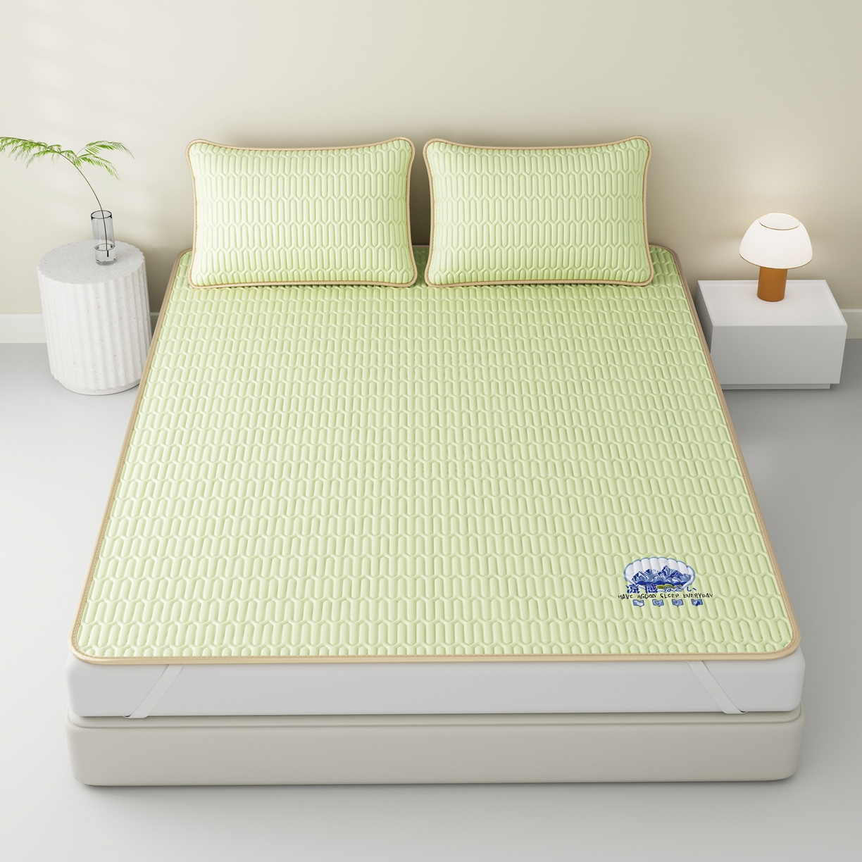 91家纺网 家纺一手货源 找家纺 （总）奇丝雅 2026新款夏季A类乳胶凉席冰丝席纯色家用双人冰丝凉席席子-大床