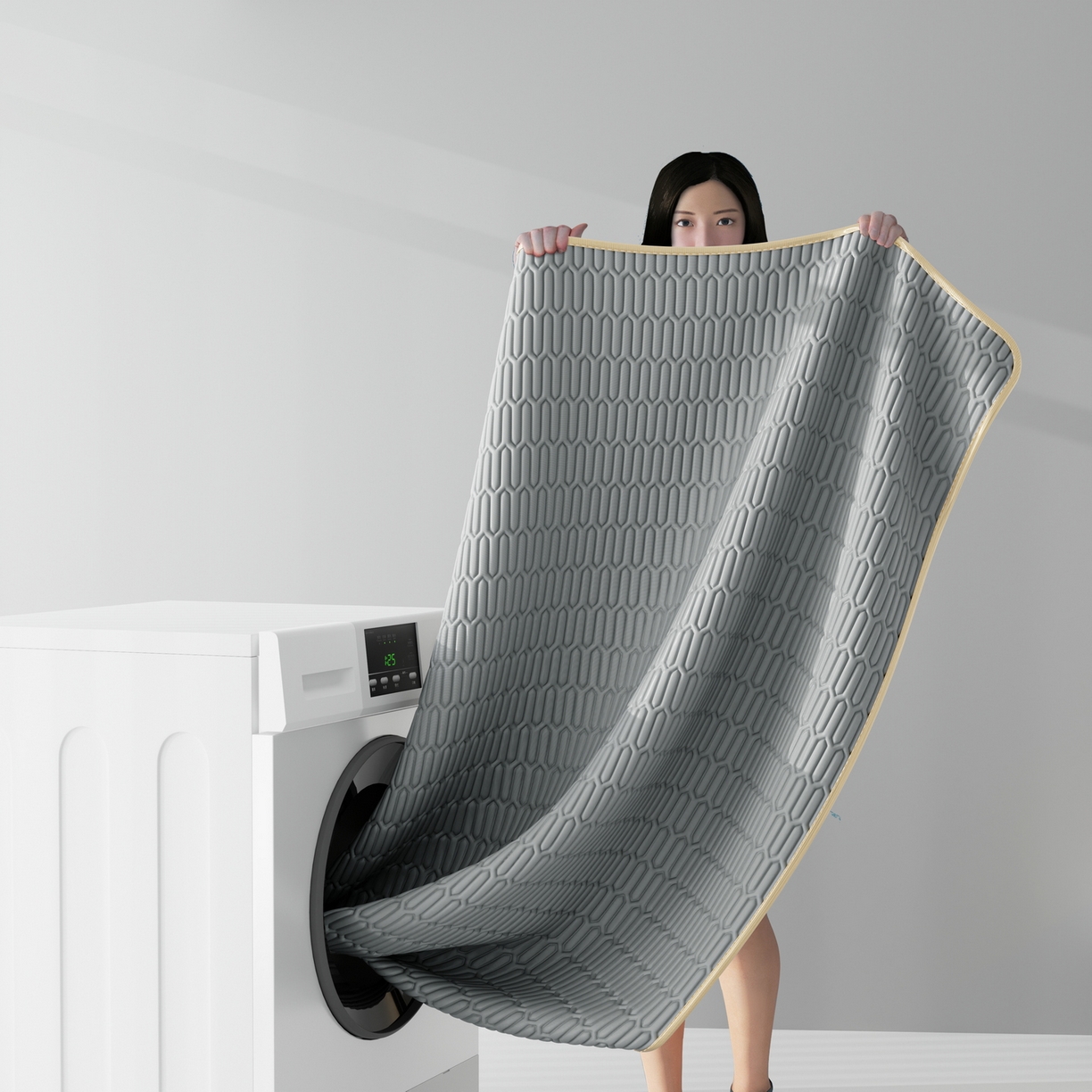 91家纺网 家纺一手货源 找家纺 奇丝雅 2026新款夏季A类乳胶凉席冰丝席纯色家用双人冰丝凉席席子-大床 富士山-银灰