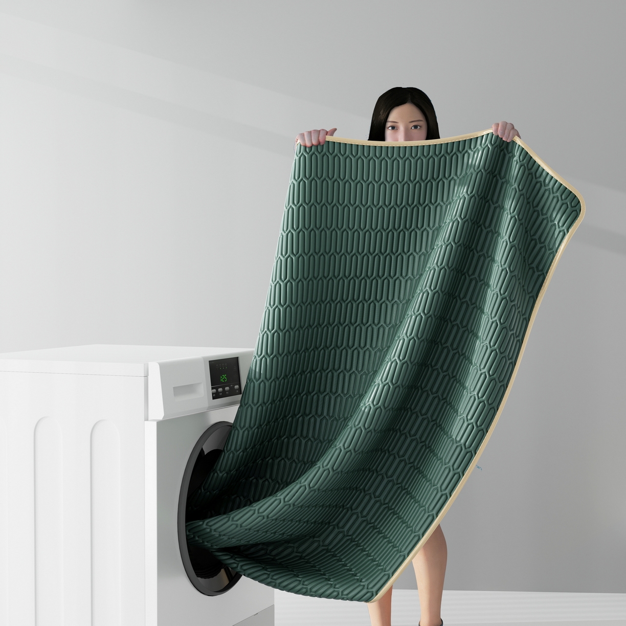 91家纺网 家纺一手货源 找家纺 奇丝雅 2026新款夏季A类乳胶凉席冰丝席纯色家用双人冰丝凉席席子-大床 富士山-墨绿