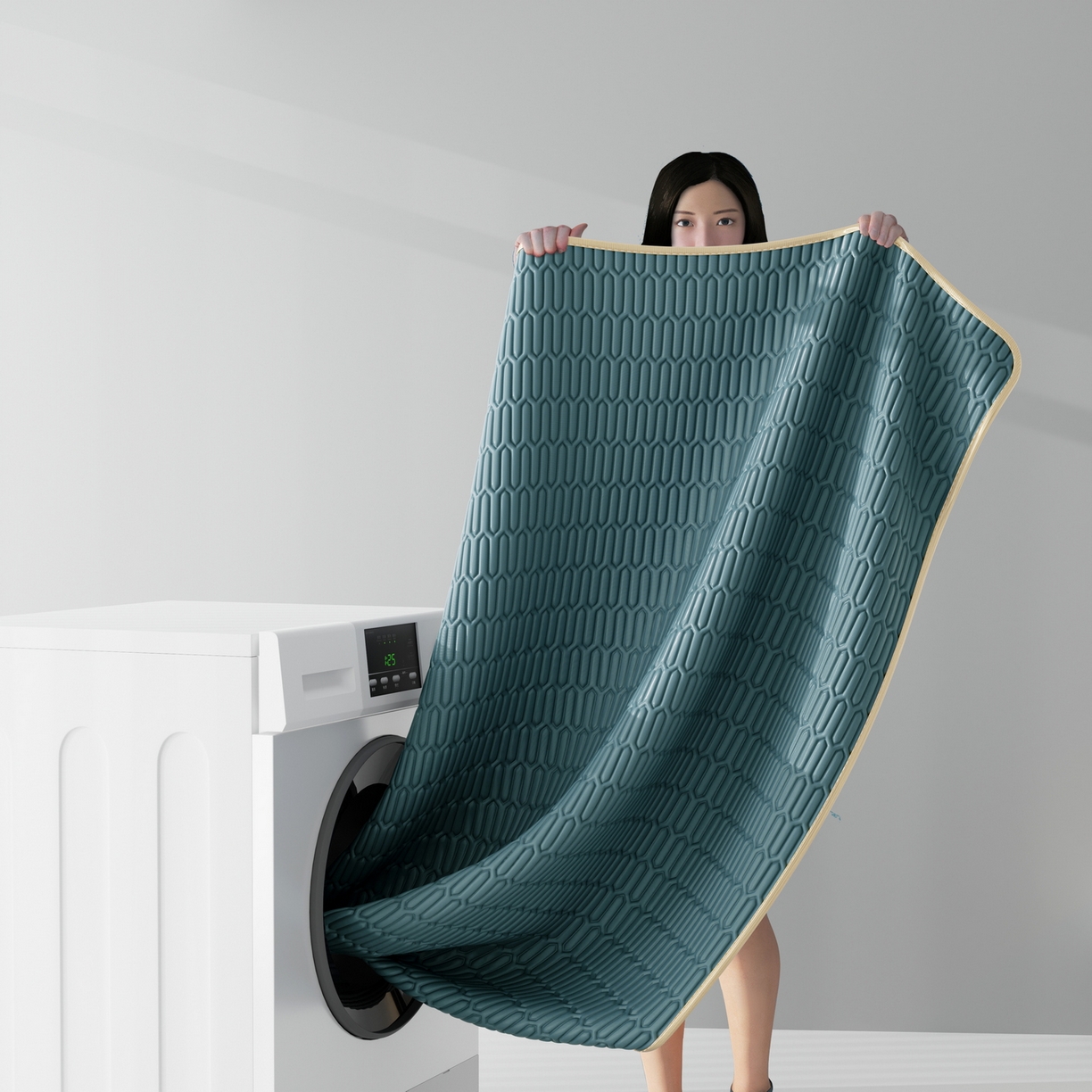 91家纺网 家纺一手货源 找家纺 奇丝雅 2026新款夏季A类乳胶凉席冰丝席纯色家用双人冰丝凉席席子-大床 富士山-典雅蓝