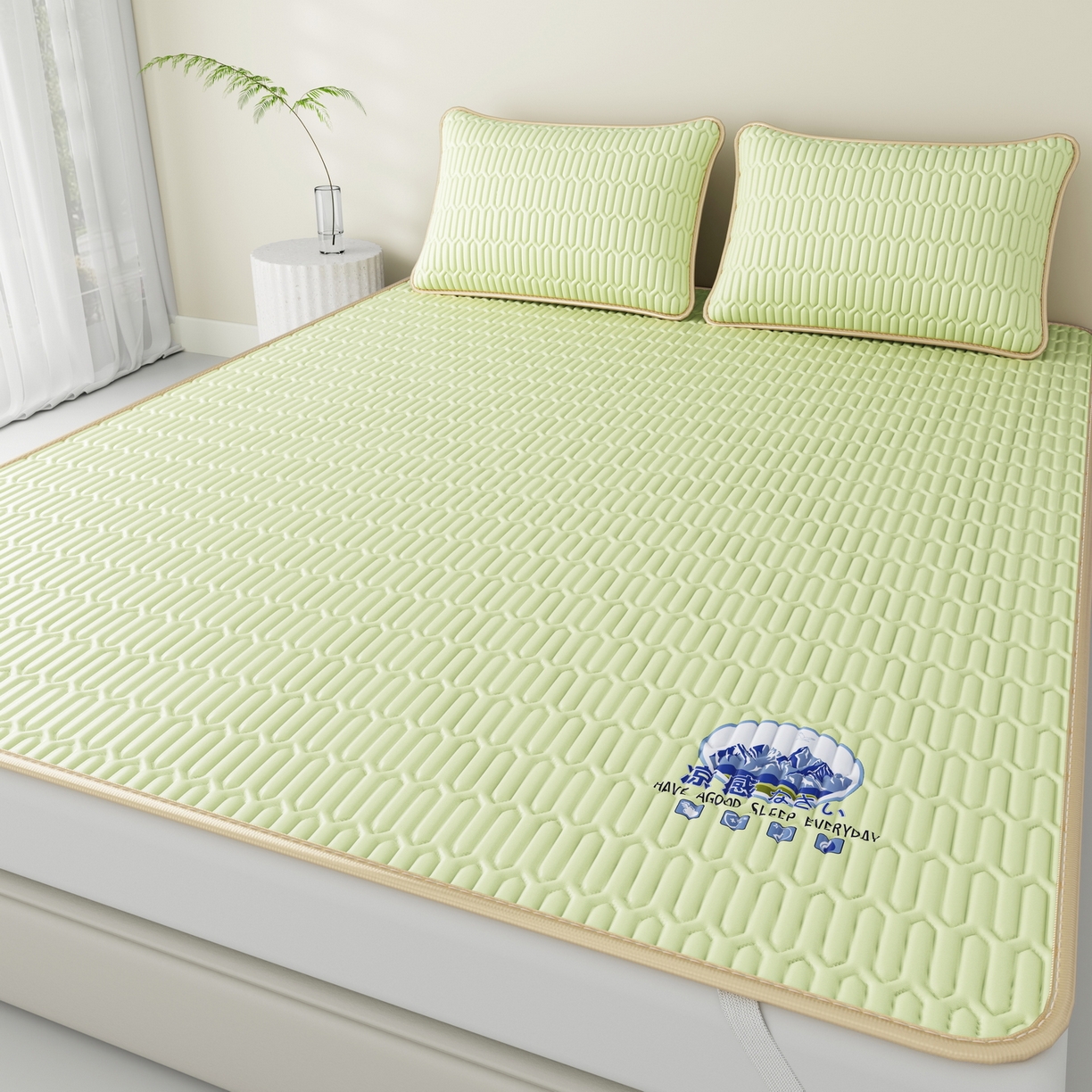 91家纺网 家纺一手货源 找家纺 （总）奇丝雅 2026新款夏季A类乳胶凉席冰丝席纯色家用双人冰丝凉席席子-大床