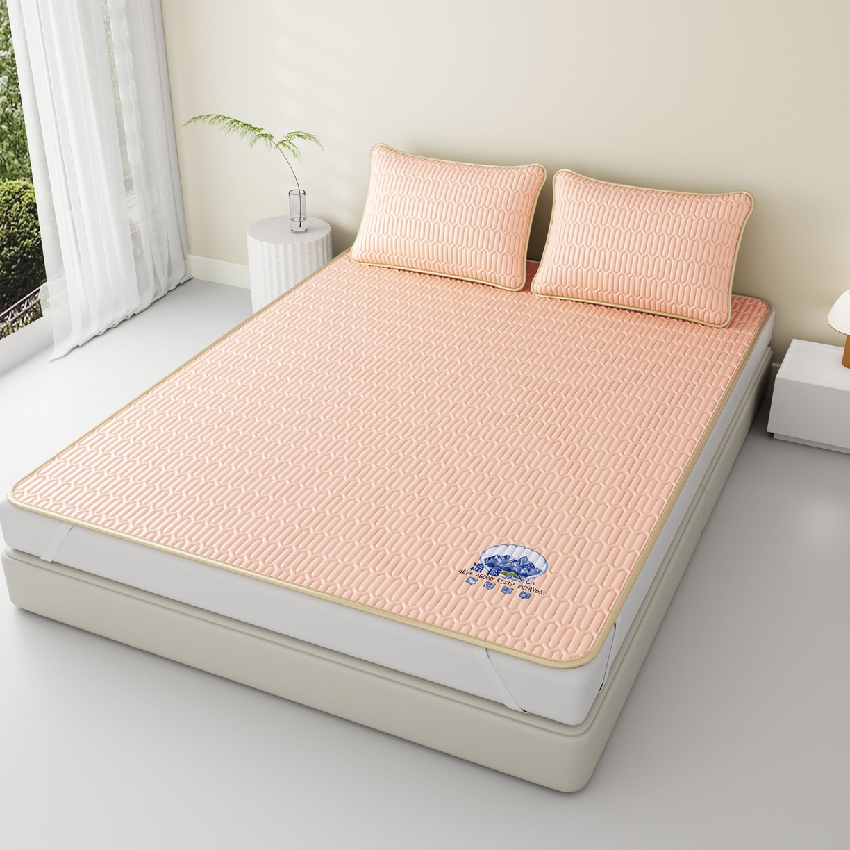 91家纺网 家纺一手货源 找家纺 奇丝雅 2026新款夏季A类乳胶凉席冰丝席纯色家用双人冰丝凉席席子-大床 富士山-玉色