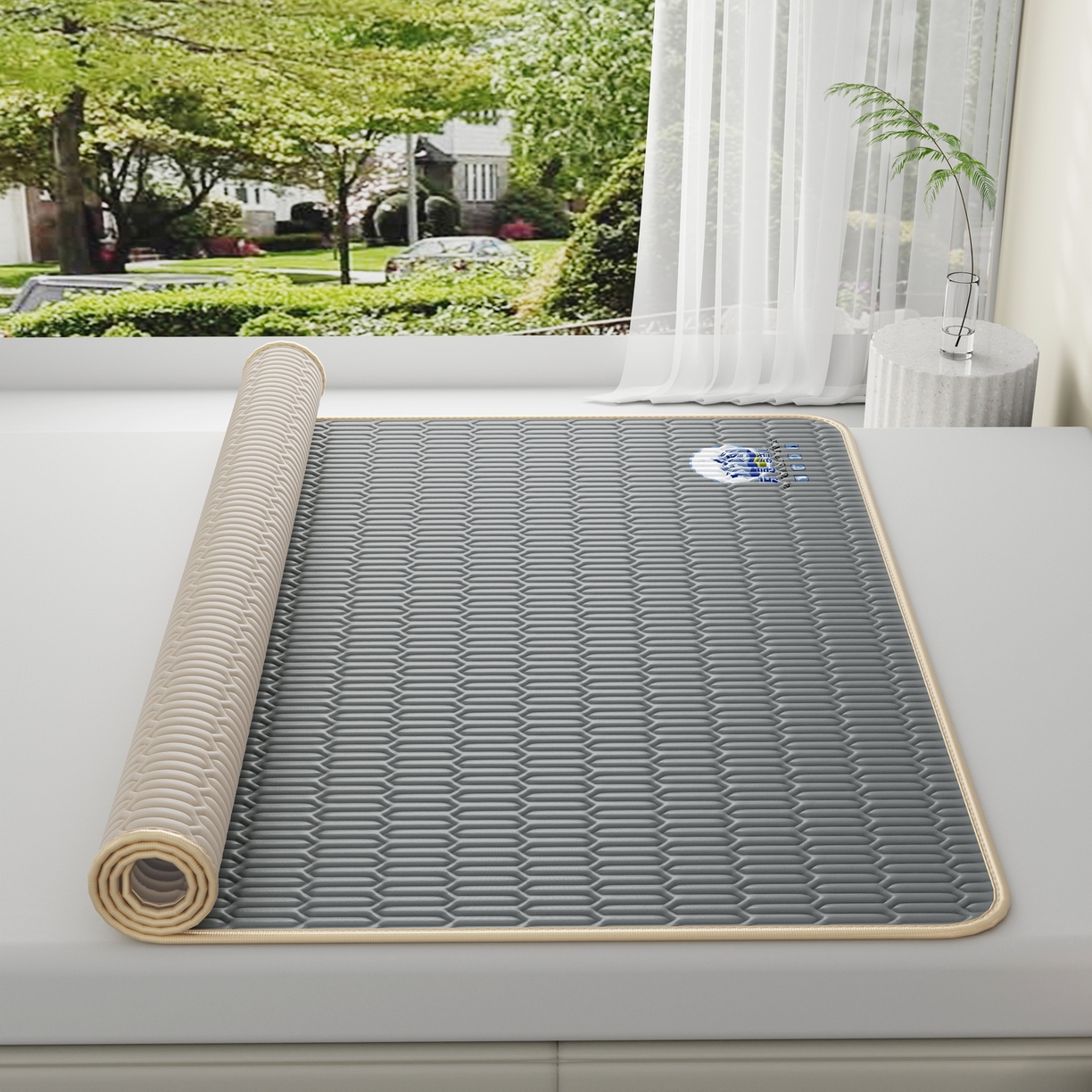 91家纺网 家纺一手货源 找家纺 奇丝雅 2026新款夏季A类乳胶凉席冰丝席纯色家用双人冰丝凉席席子-大床 富士山-银灰