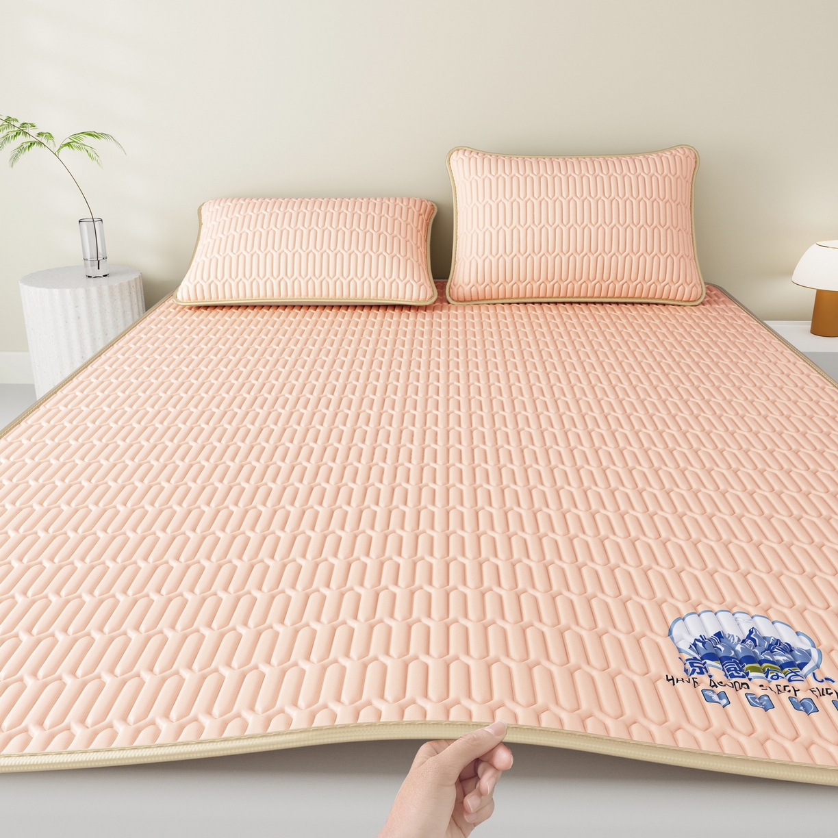 91家纺网 家纺一手货源 找家纺 奇丝雅 2026新款夏季A类乳胶凉席冰丝席纯色家用双人冰丝凉席席子-大床 富士山-玉色