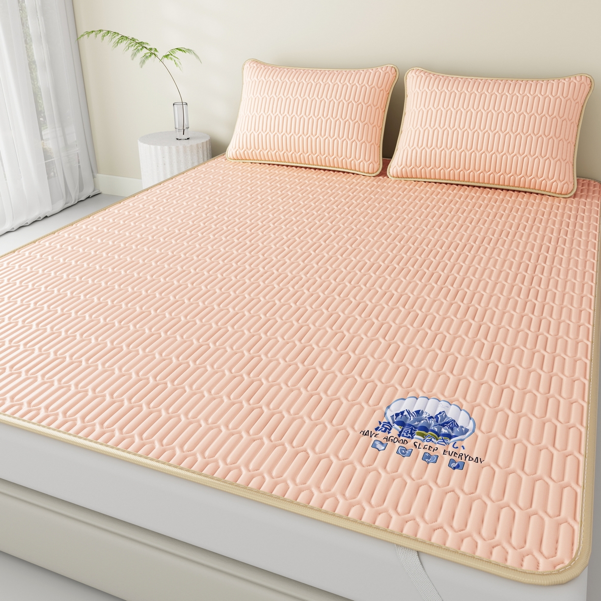 91家纺网 家纺一手货源 找家纺 奇丝雅 2026新款夏季A类乳胶凉席冰丝席纯色家用双人冰丝凉席席子-大床 富士山-玉色