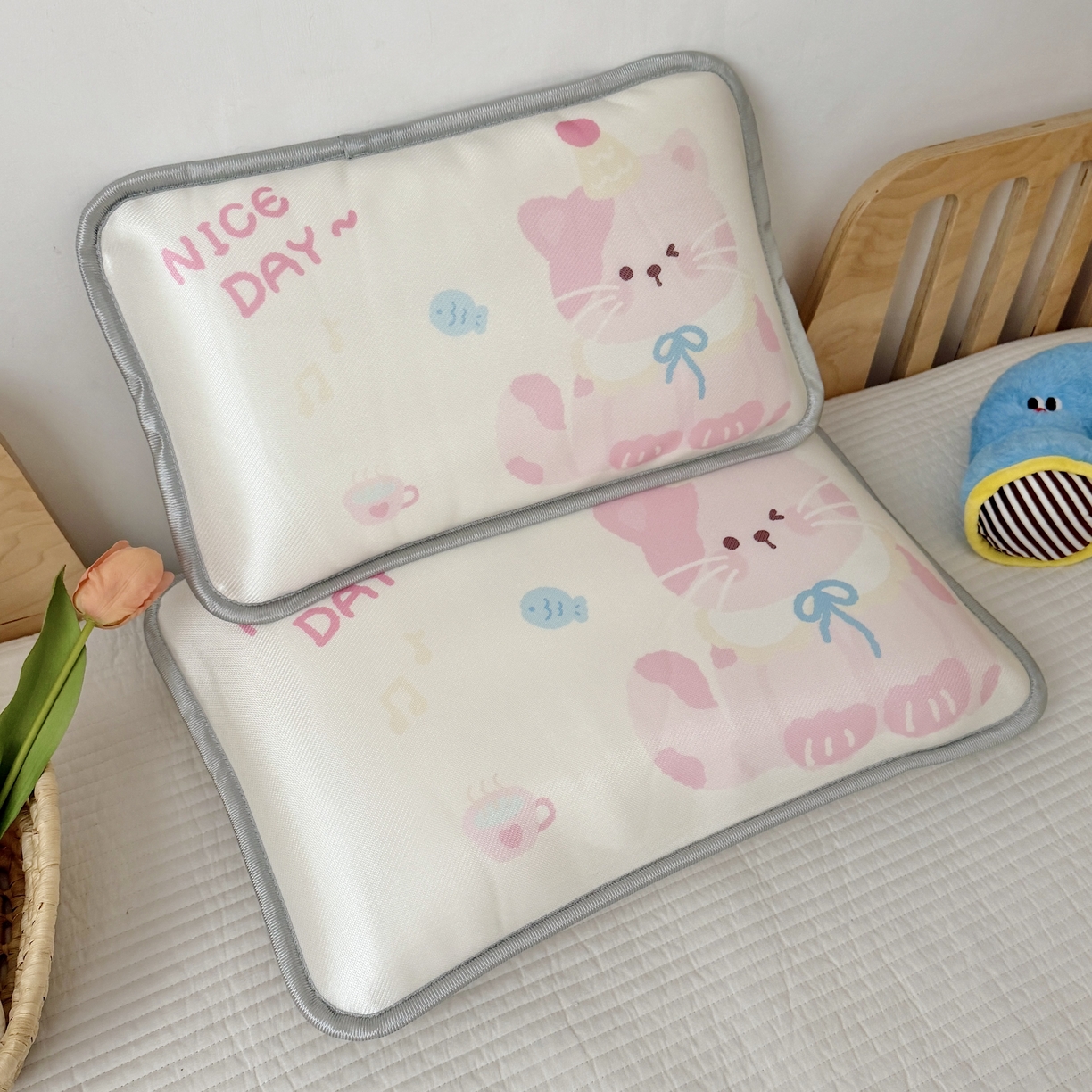 91家纺网 家纺一手货源 找家纺 （总）萌宝家纺 2026新款夏季凉感儿童冰丝枕套双面冰藤枕枕头枕芯