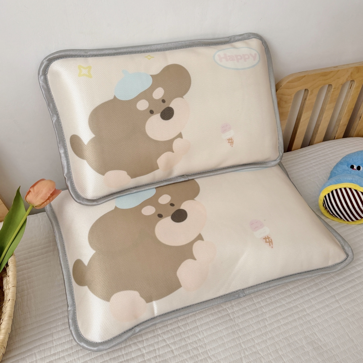 91家纺网 家纺一手货源 找家纺 （总）萌宝家纺 2026新款夏季凉感儿童冰丝枕套双面冰藤枕枕头枕芯