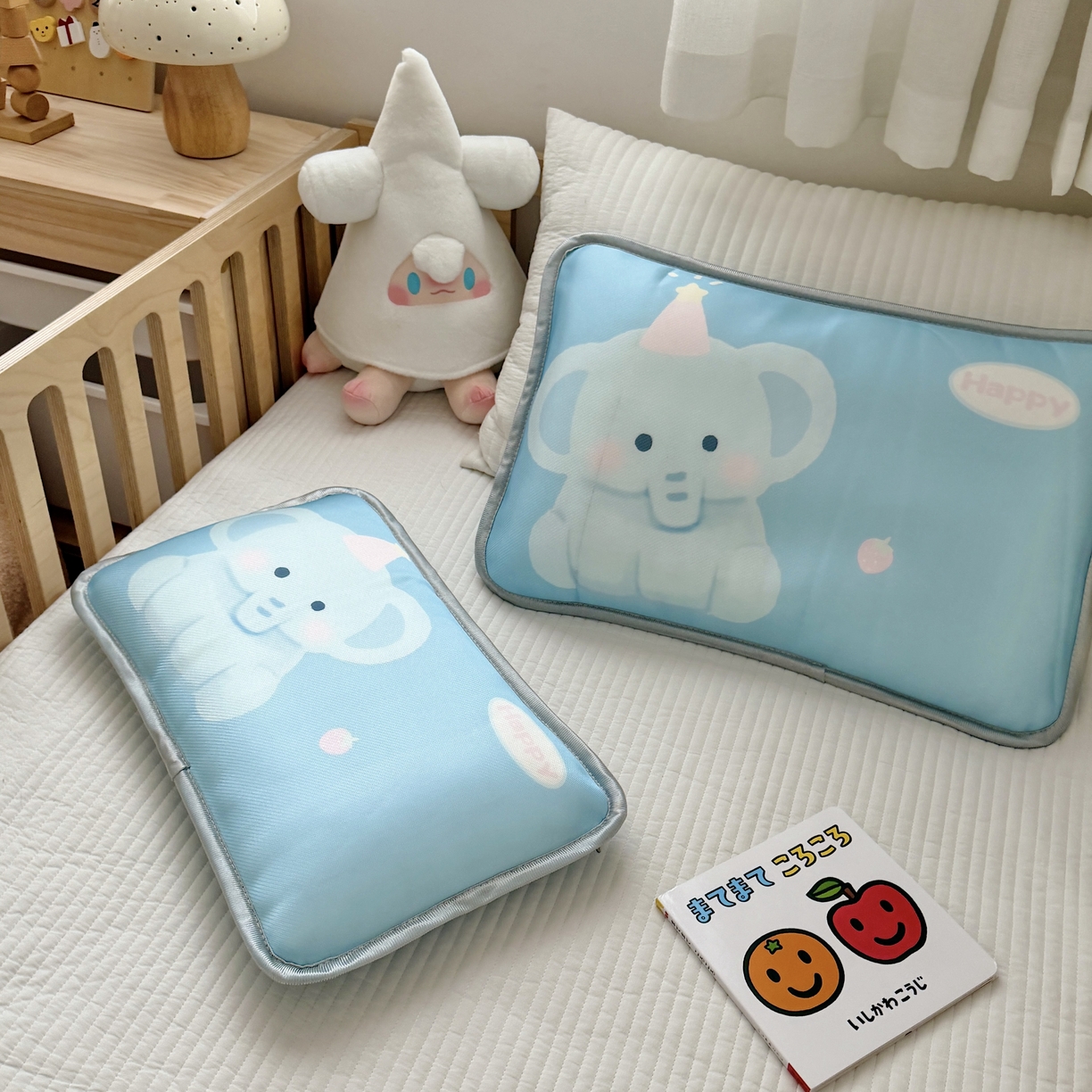 91家纺网 家纺一手货源 找家纺 萌宝家纺 2026新款夏季凉感儿童冰丝枕套双面冰藤枕枕头枕芯 大象