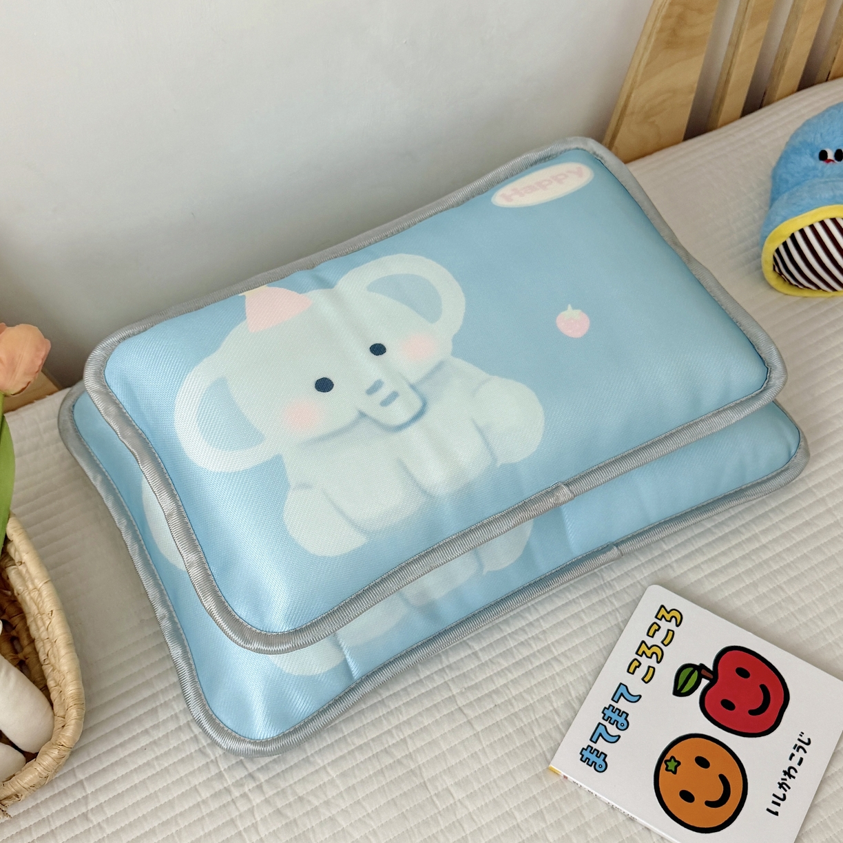 91家纺网 家纺一手货源 找家纺 萌宝家纺 2026新款夏季凉感儿童冰丝枕套双面冰藤枕枕头枕芯 大象