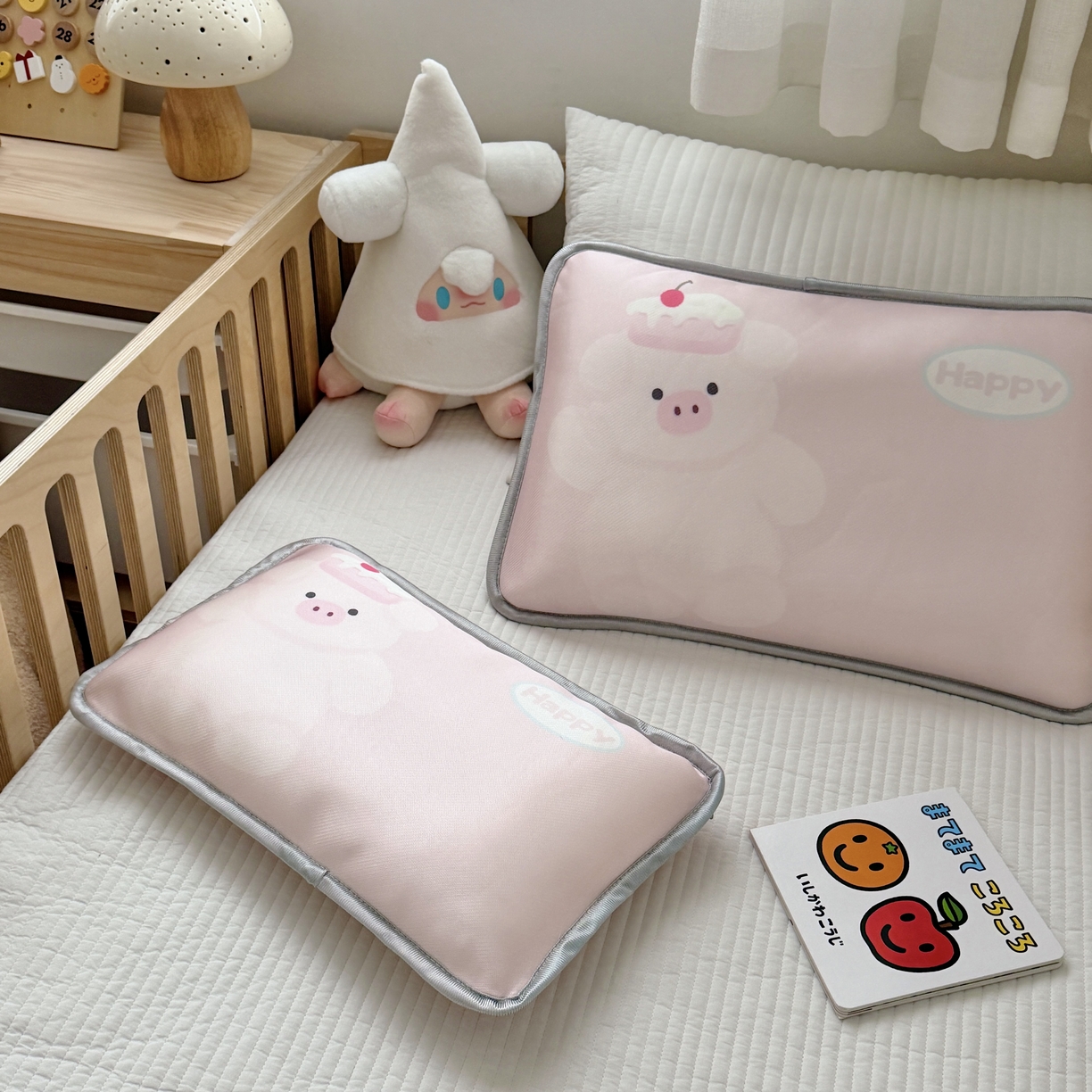 91家纺网 家纺一手货源 找家纺 萌宝家纺 2026新款夏季凉感儿童冰丝枕套双面冰藤枕枕头枕芯 小猪