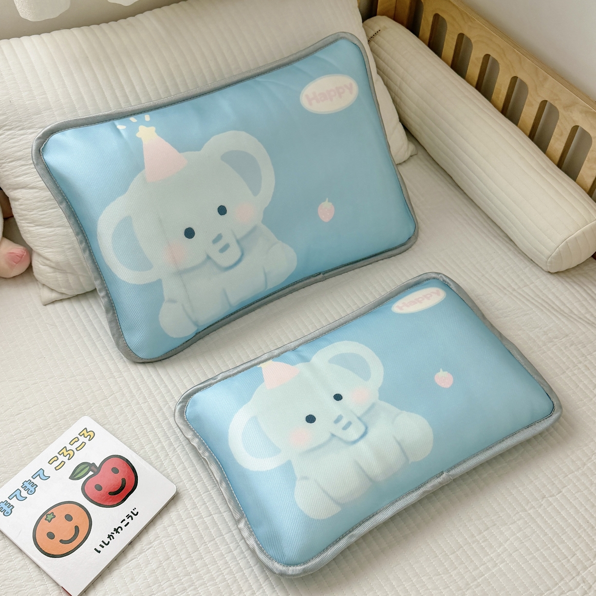 91家纺网 家纺一手货源 找家纺 萌宝家纺 2026新款夏季凉感儿童冰丝枕套双面冰藤枕枕头枕芯 大象