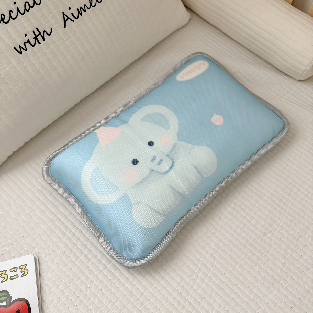 91家纺网 家纺一手货源 找家纺 萌宝家纺 2026新款夏季凉感儿童冰丝枕套双面冰藤枕枕头枕芯 大象