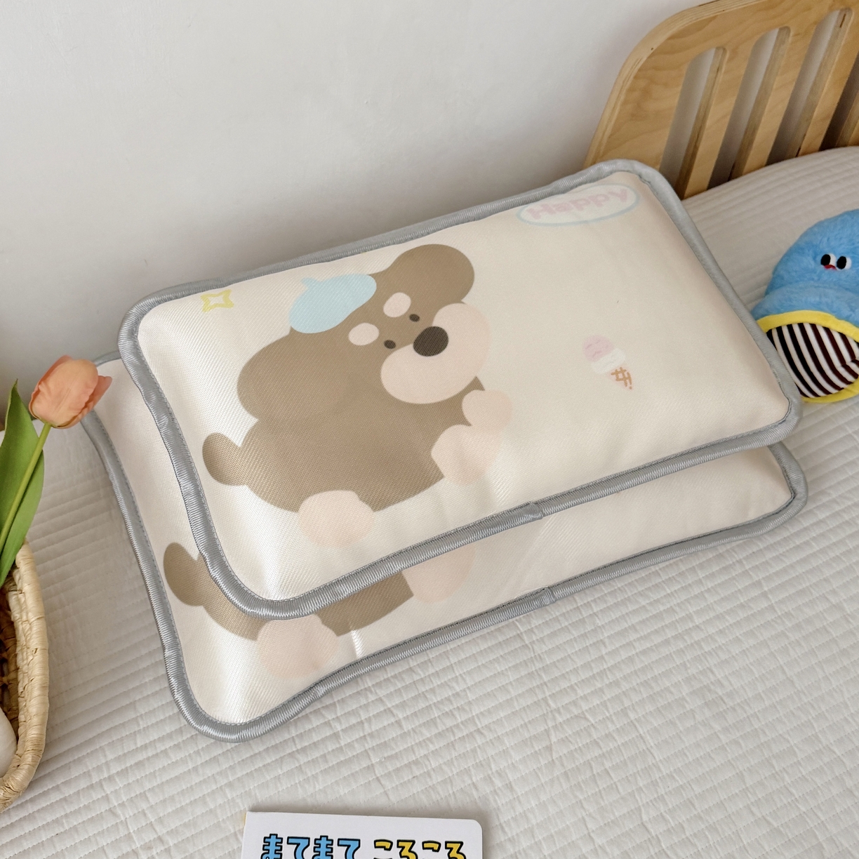 91家纺网 家纺一手货源 找家纺 萌宝家纺 2026新款夏季凉感儿童冰丝枕套双面冰藤枕枕头枕芯 小狗-棕色