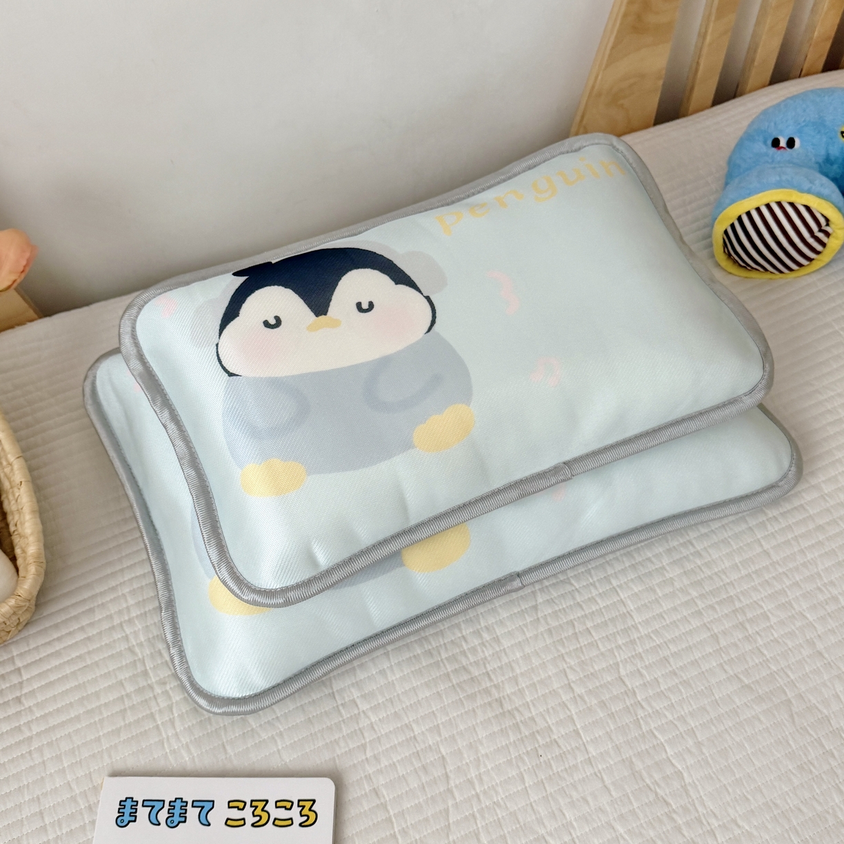 91家纺网 家纺一手货源 找家纺 萌宝家纺 2026新款夏季凉感儿童冰丝枕套双面冰藤枕枕头枕芯 音乐企鹅