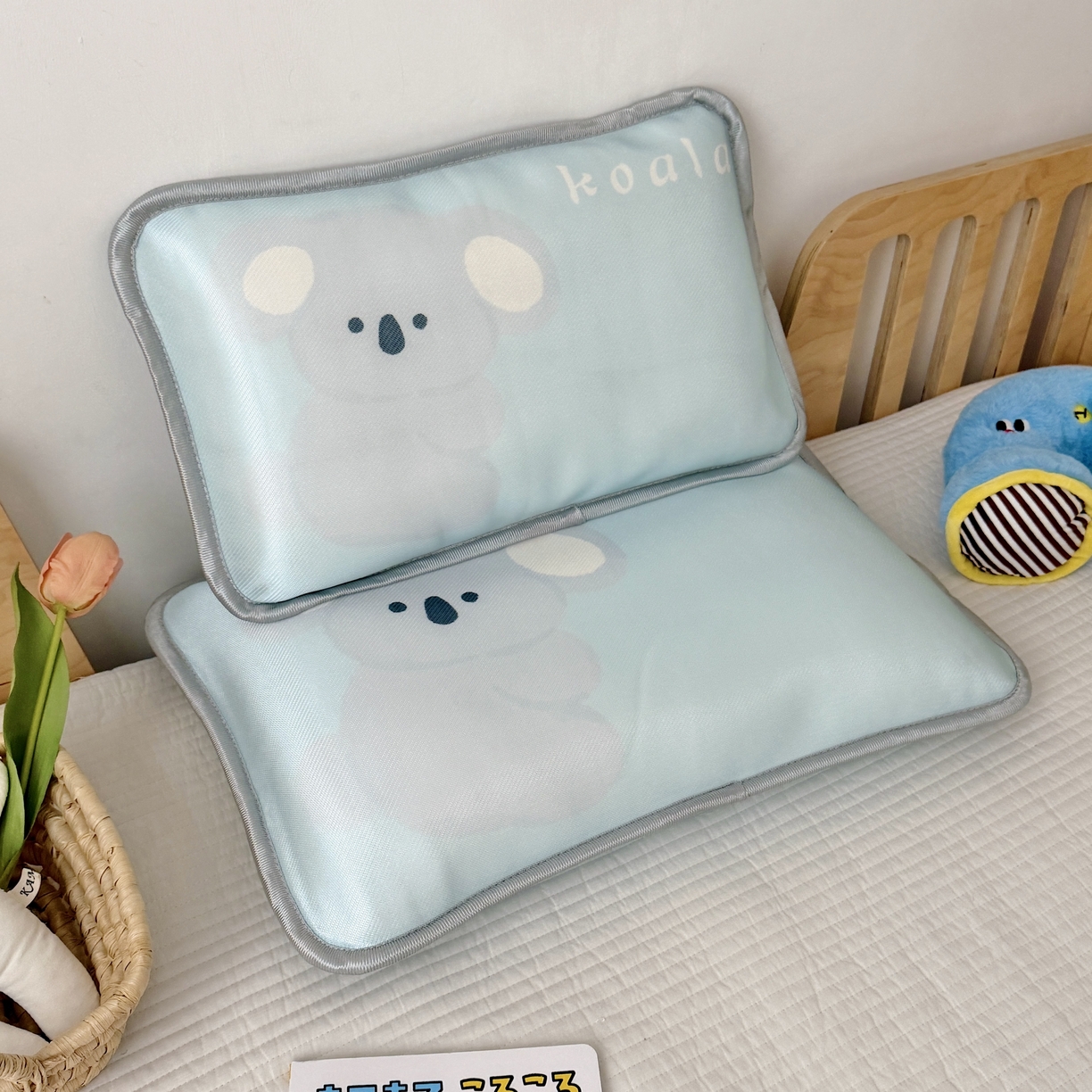 萌宝家纺 2026新款夏季凉感儿童冰丝枕套双面冰藤枕枕头枕芯 考拉