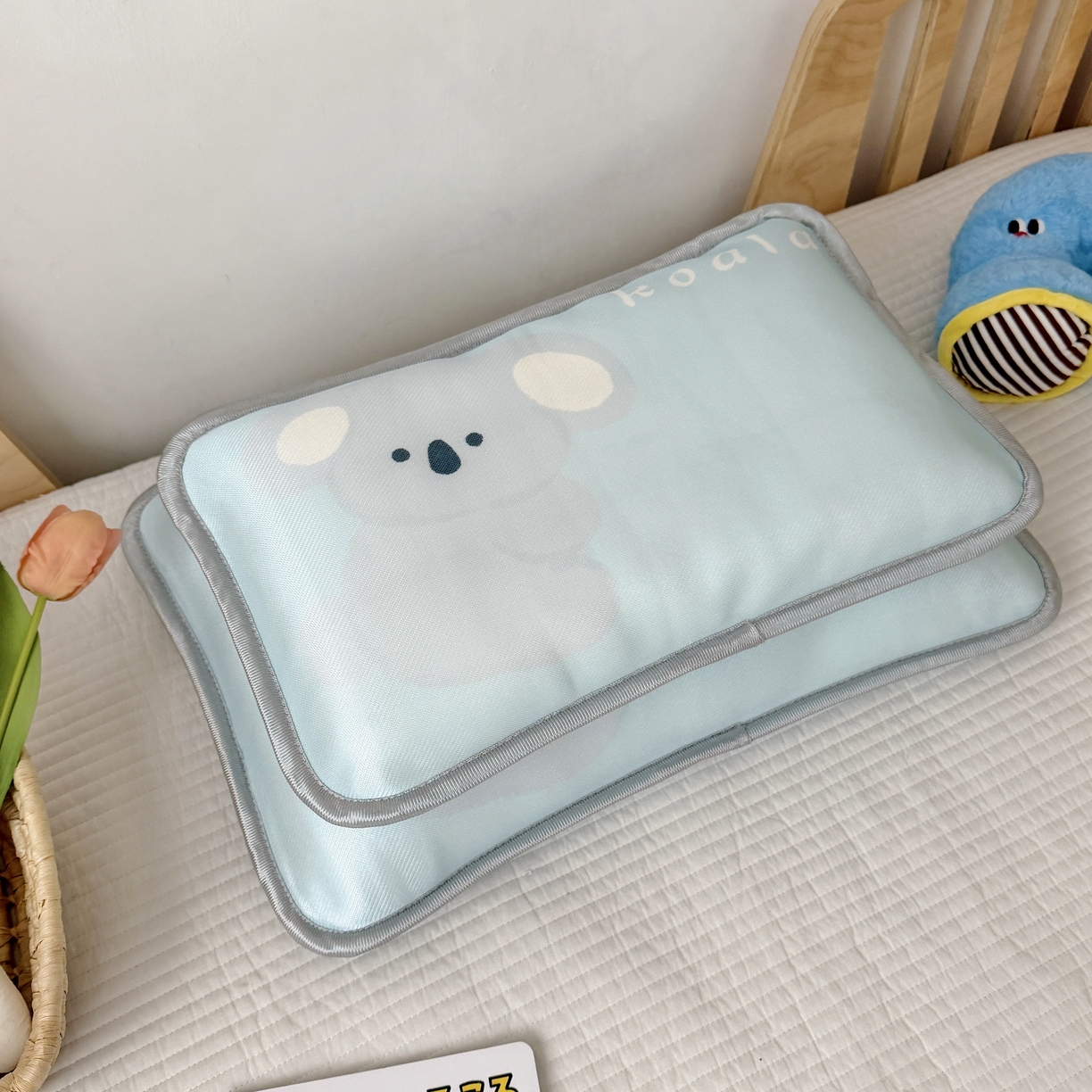 91家纺网 家纺一手货源 找家纺 萌宝家纺 2026新款夏季凉感儿童冰丝枕套双面冰藤枕枕头枕芯 考拉