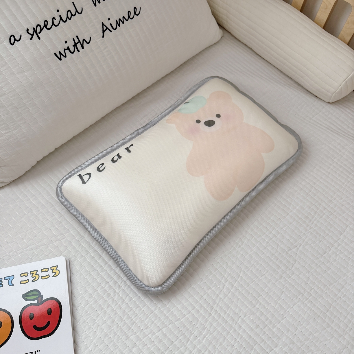 91家纺网 家纺一手货源 找家纺 萌宝家纺 2026新款夏季凉感儿童冰丝枕套双面冰藤枕枕头枕芯 小熊