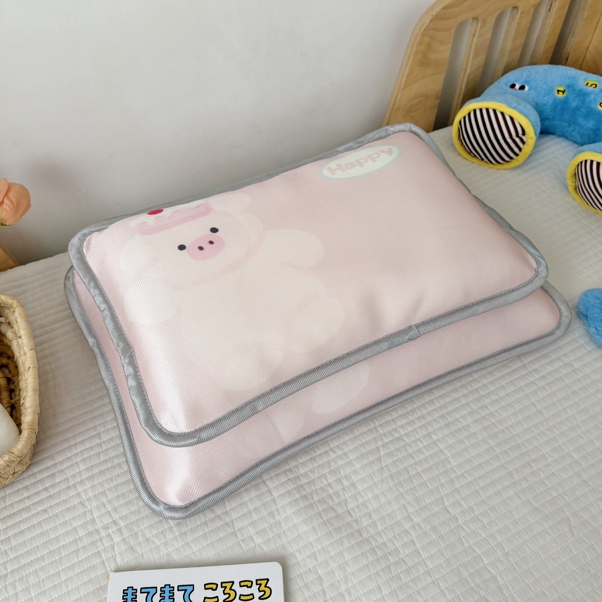 91家纺网 家纺一手货源 找家纺 萌宝家纺 2026新款夏季凉感儿童冰丝枕套双面冰藤枕枕头枕芯 小猪