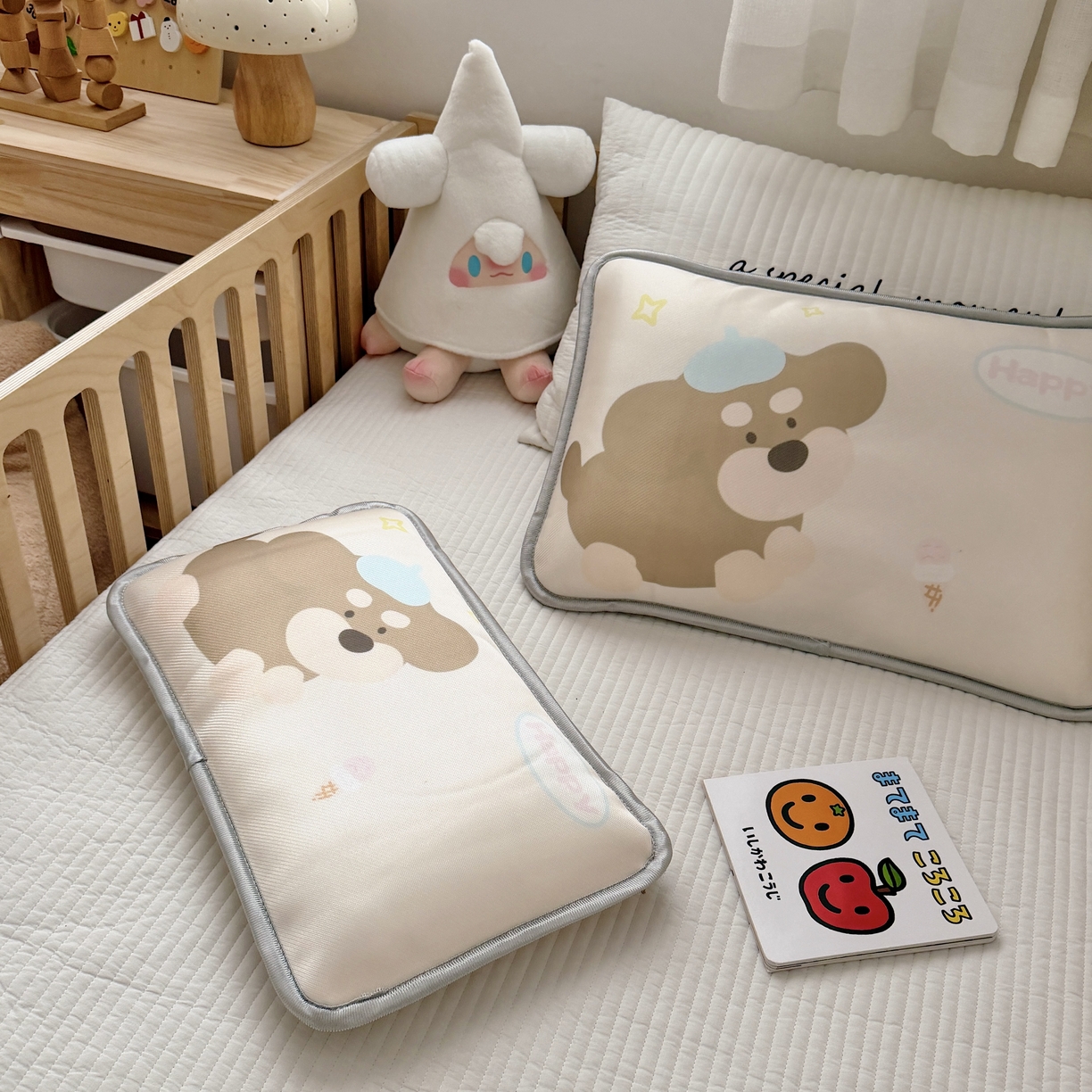 91家纺网 家纺一手货源 找家纺 萌宝家纺 2026新款夏季凉感儿童冰丝枕套双面冰藤枕枕头枕芯 小狗-棕色