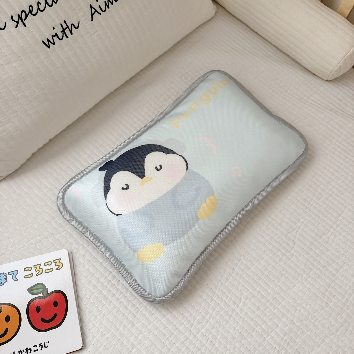 91家纺网 家纺一手货源 找家纺 萌宝家纺 2026新款夏季凉感儿童冰丝枕套双面冰藤枕枕头枕芯 音乐企鹅