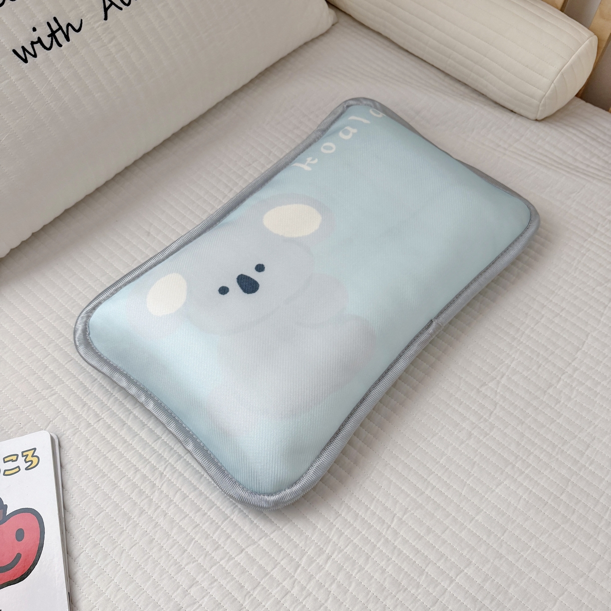 91家纺网 家纺一手货源 找家纺 萌宝家纺 2026新款夏季凉感儿童冰丝枕套双面冰藤枕枕头枕芯 考拉