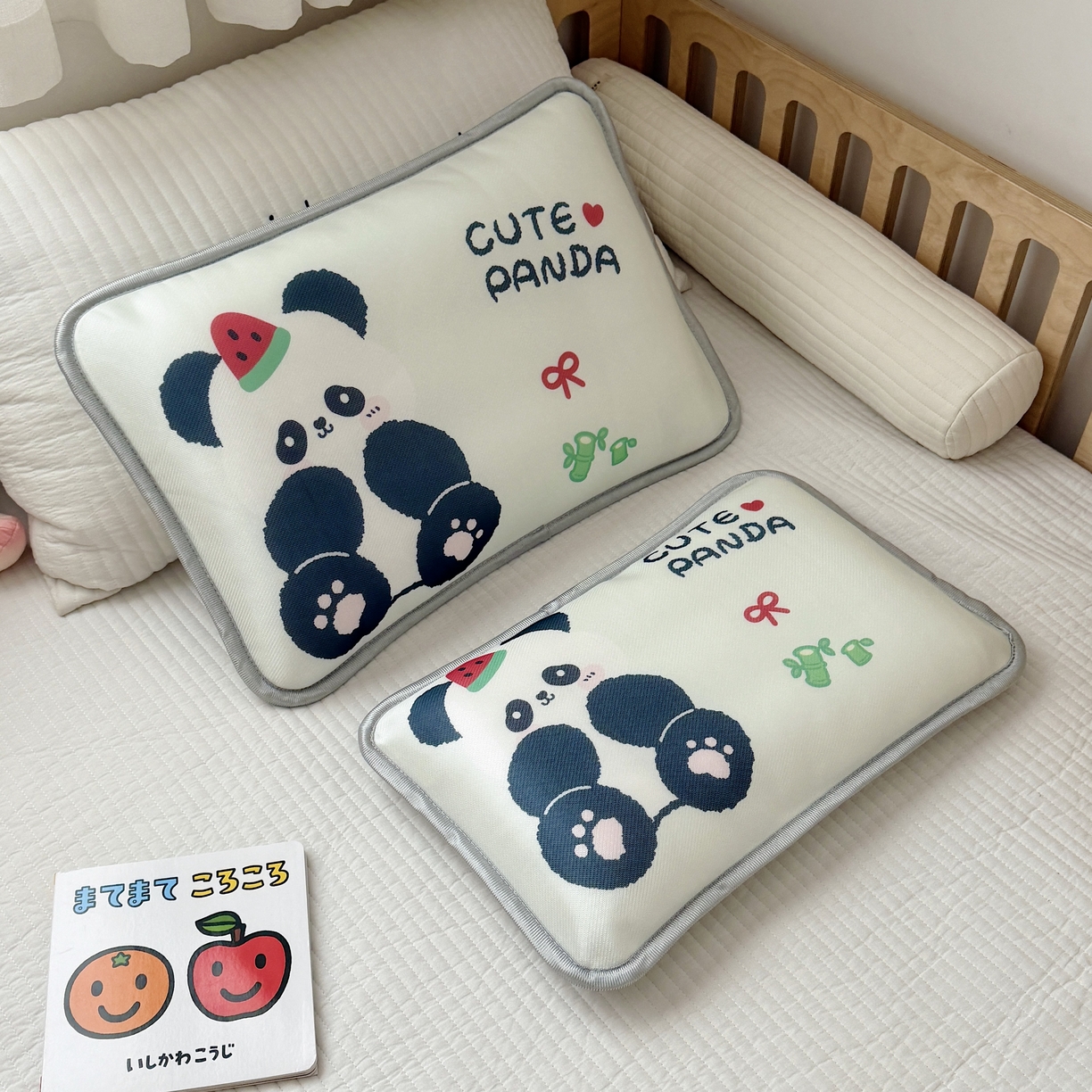 91家纺网 家纺一手货源 找家纺 萌宝家纺 2026新款夏季凉感儿童冰丝枕套双面冰藤枕枕头枕芯 小熊猫