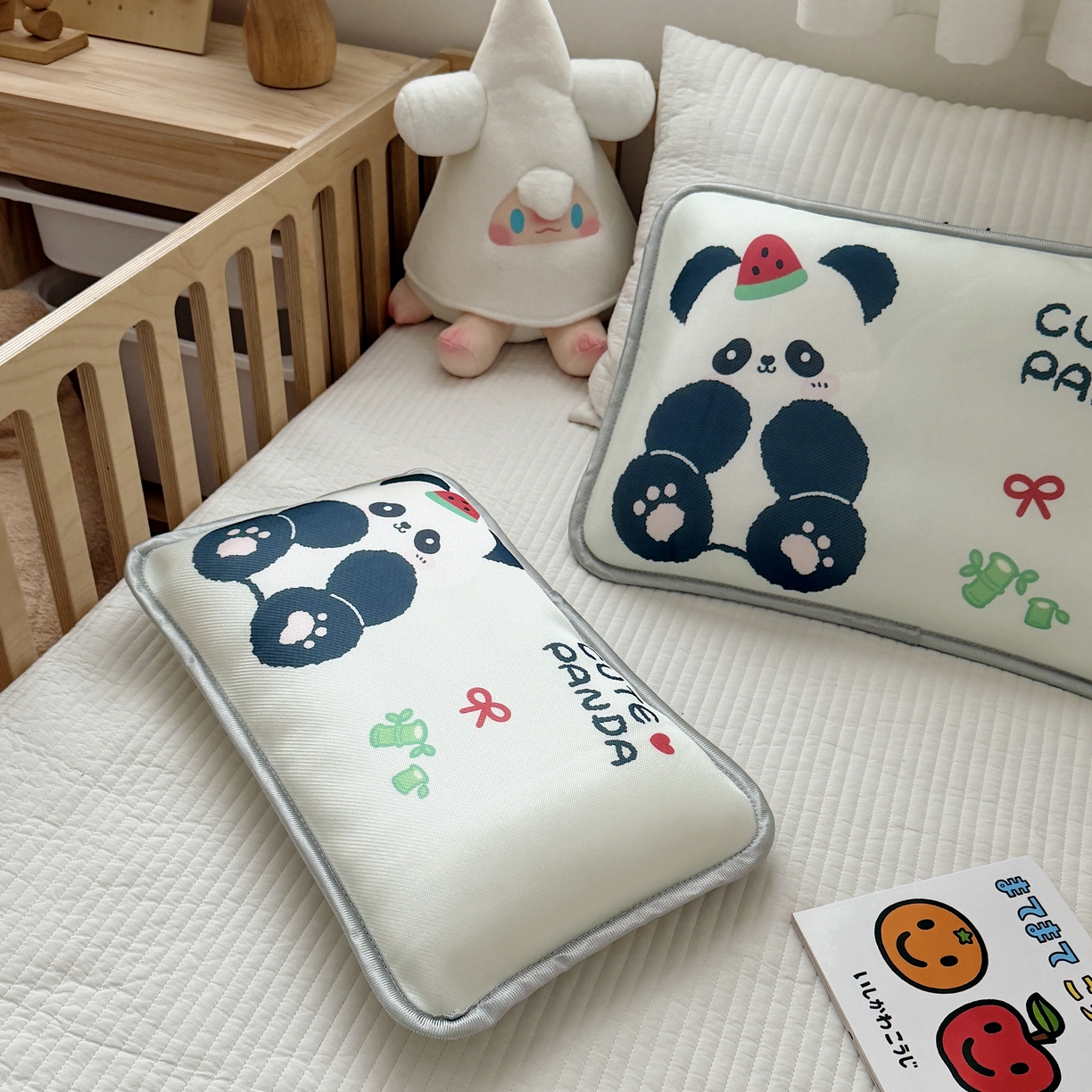 91家纺网 家纺一手货源 找家纺 萌宝家纺 2026新款夏季凉感儿童冰丝枕套双面冰藤枕枕头枕芯 小熊猫
