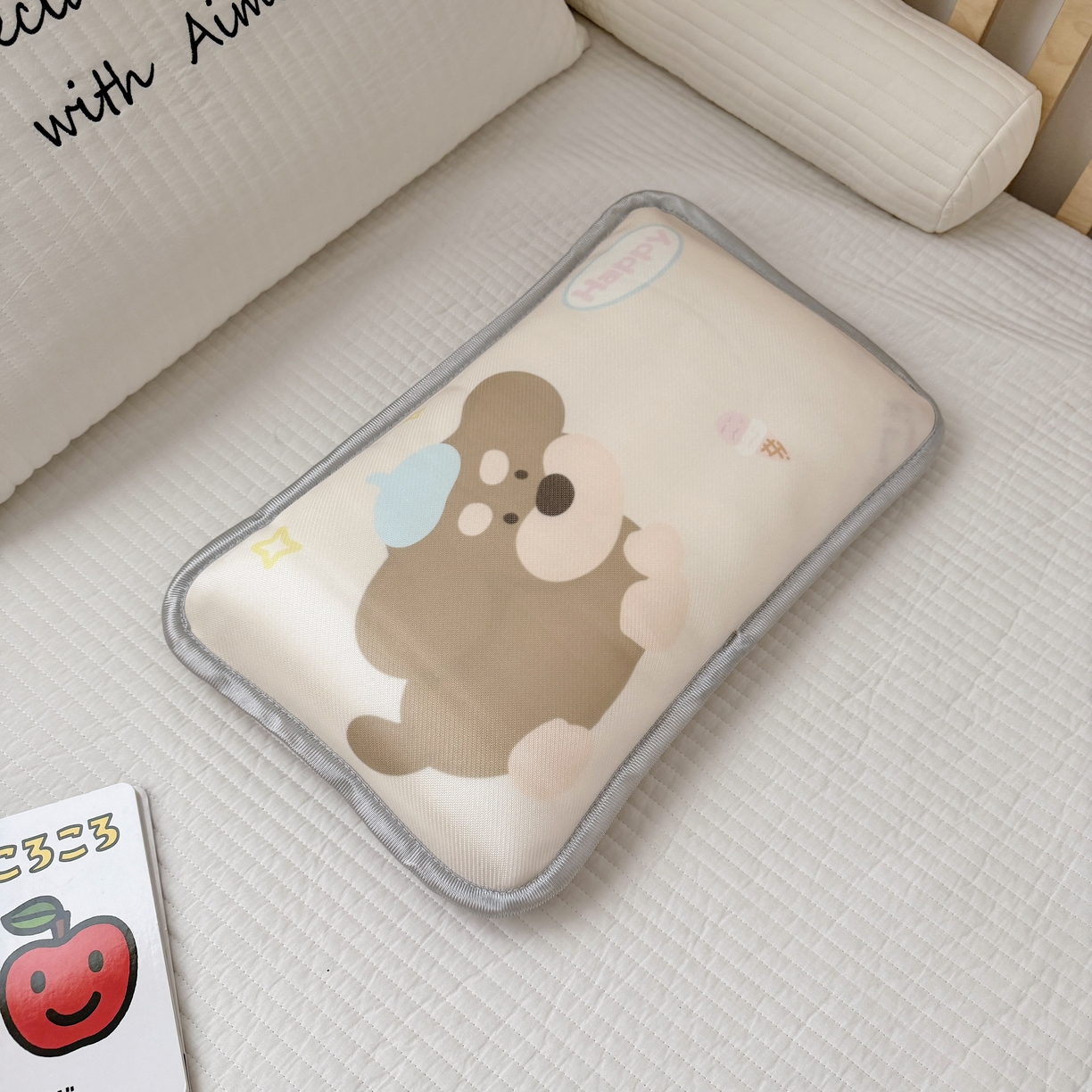 91家纺网 家纺一手货源 找家纺 萌宝家纺 2026新款夏季凉感儿童冰丝枕套双面冰藤枕枕头枕芯 小狗-棕色