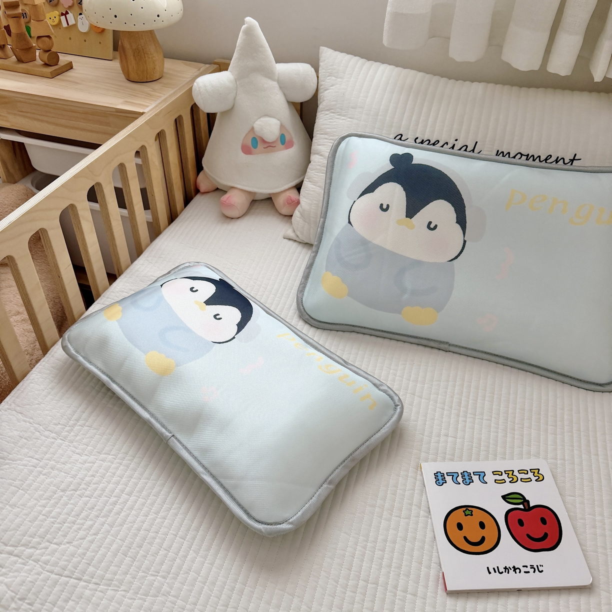 91家纺网 家纺一手货源 找家纺 萌宝家纺 2026新款夏季凉感儿童冰丝枕套双面冰藤枕枕头枕芯 音乐企鹅